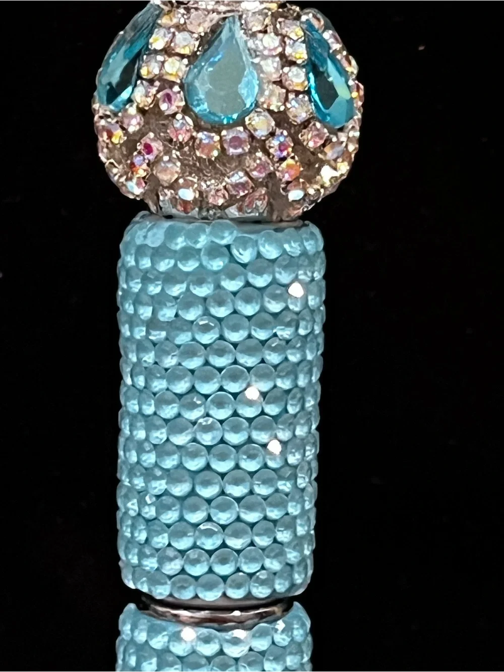 Very rare designer inspired Tiffany blue focal fancy beaded pen